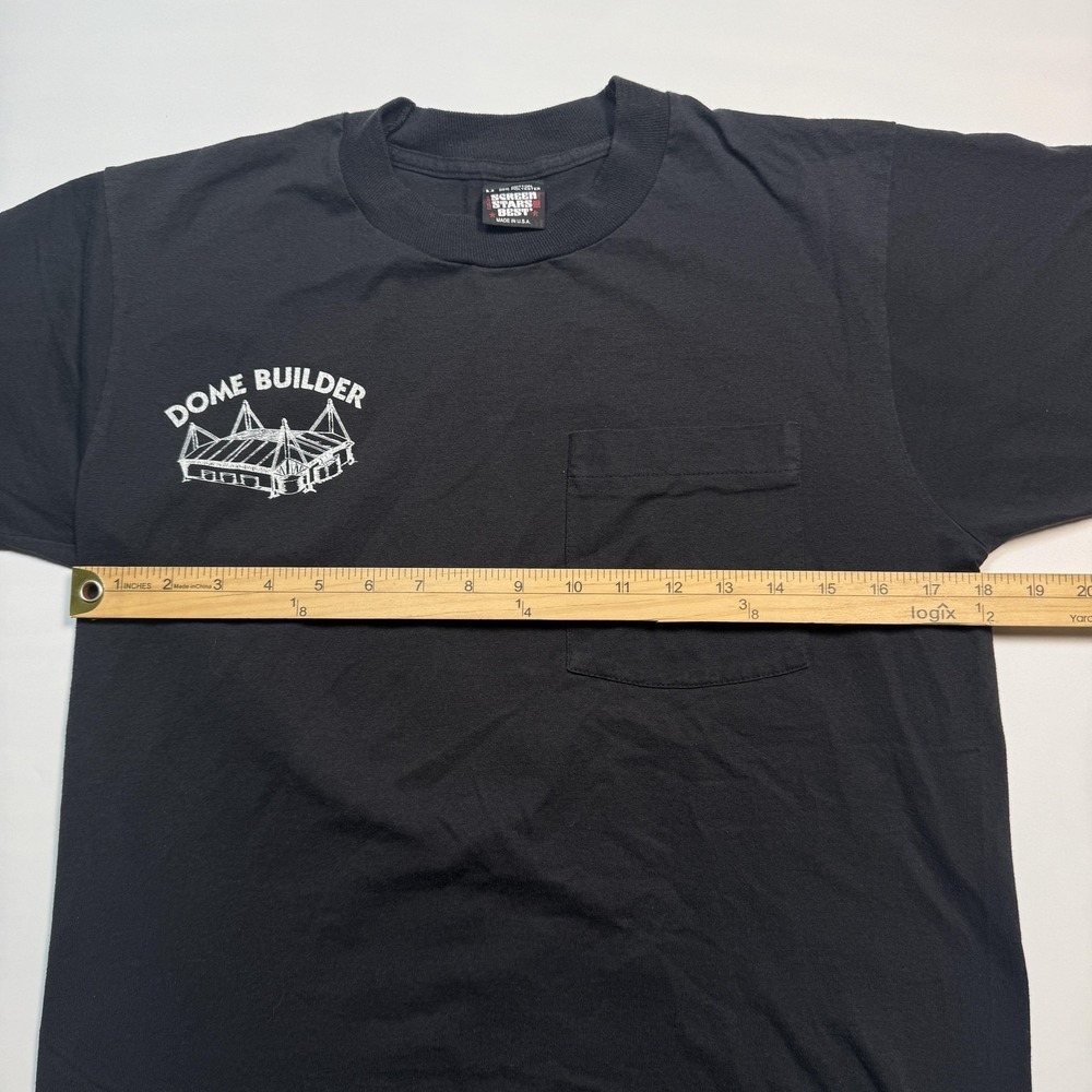 Vintage I Helped Build The Dome Shirt Mens Medium Black Pocket San Antonio Tee - Picture 6 of 6